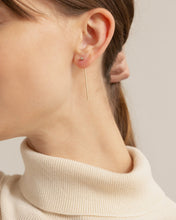 Load image into Gallery viewer, 14K Gold Threader Bezel Stud Earrings
